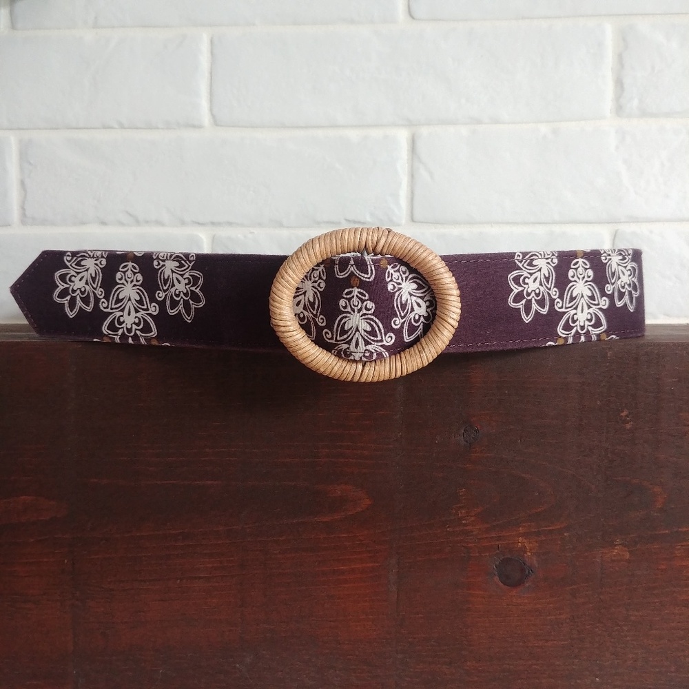4/$20 Brown Floral Fabric Belt Cute Buckle size 10 P